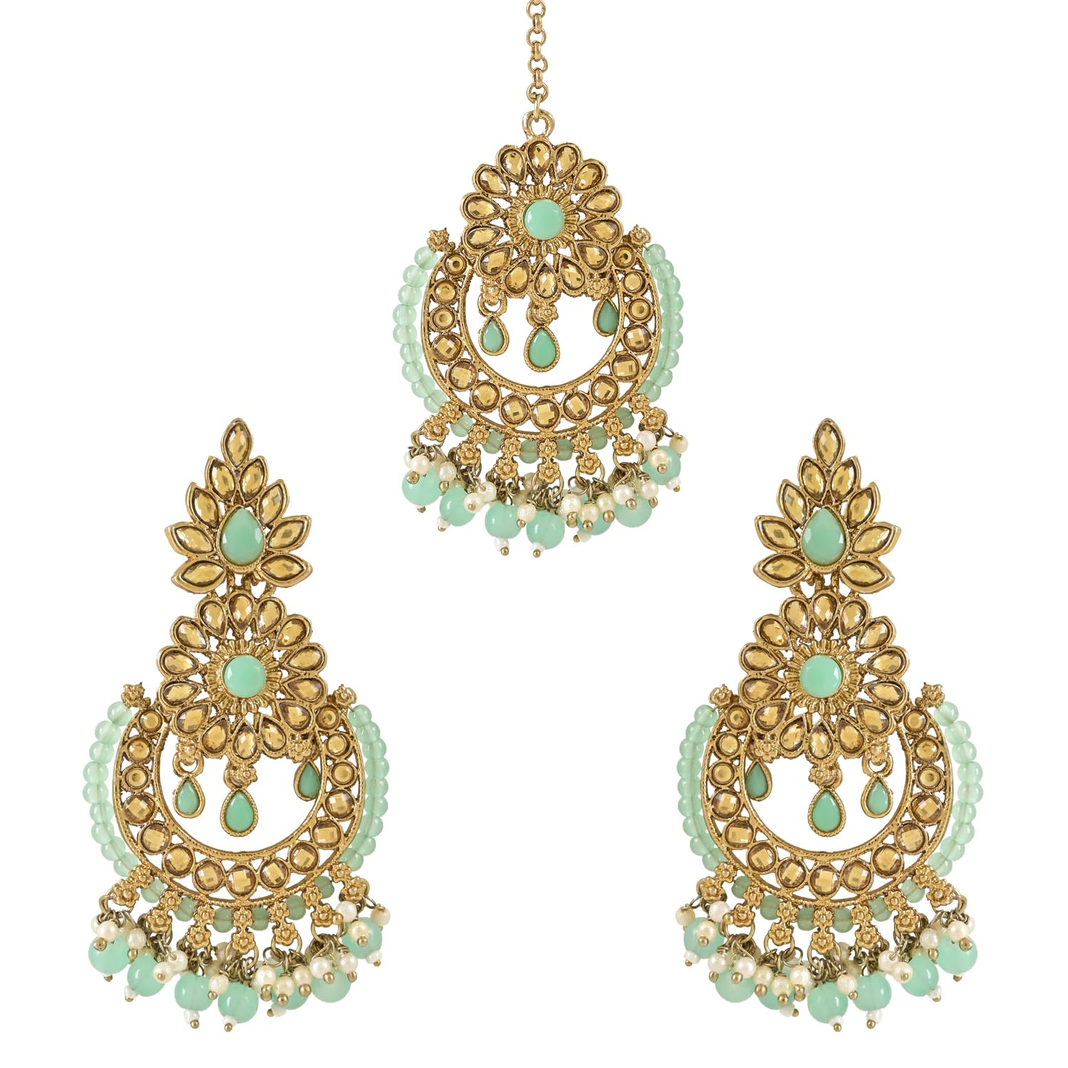 I Jewels Gold Plated Traditional Handcrafted Earrings With Maang Tikka Encased with Faux Kundan & Pearl for Women/Girls (TE4001G) (B08XBF9VV8) Amazon Price History, Amazon Price Tracker