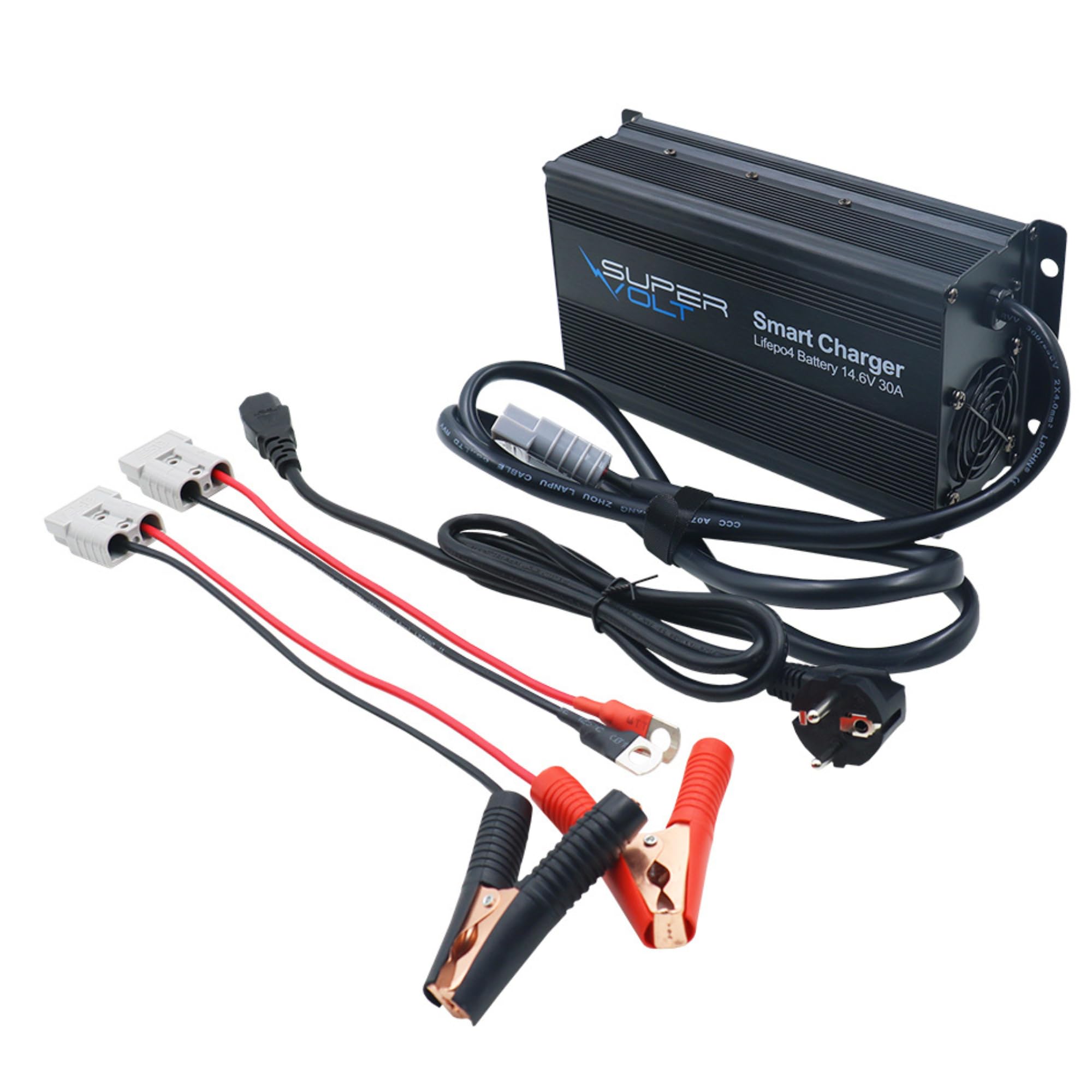 LiFePO4 Ladegerät 12V 30A | Schnelles Laden für Lithium Batterien | Plug & Play mit Anderson-Stecker & Schutzsystem | Inkl. 1,5 m AC & DC Kabel – für Wohnmobil, Boot & Solar
