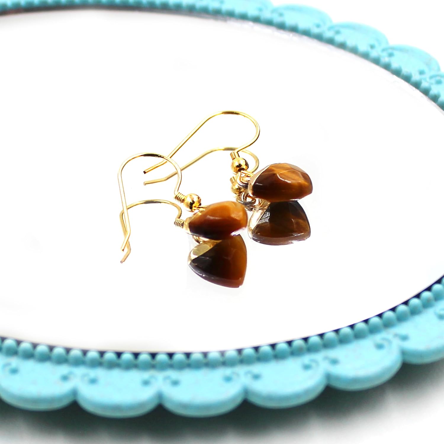 Uloveido Natural Stone Handcarved Heart Shaped Pendant Stainless Steel Necklace Earrings and Mother Jewelry Set, Valentine's and Mother's Day Gift Y4171 - Image 4