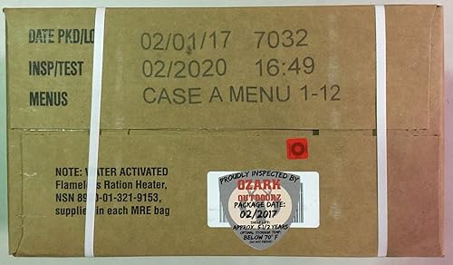 Miniatura 6 de MRE Estuche de fecha de inspección 2020, 12 comidas con fecha de inspección 2020, paquete 2017, fecha A caso. Comida excedente militar lista para