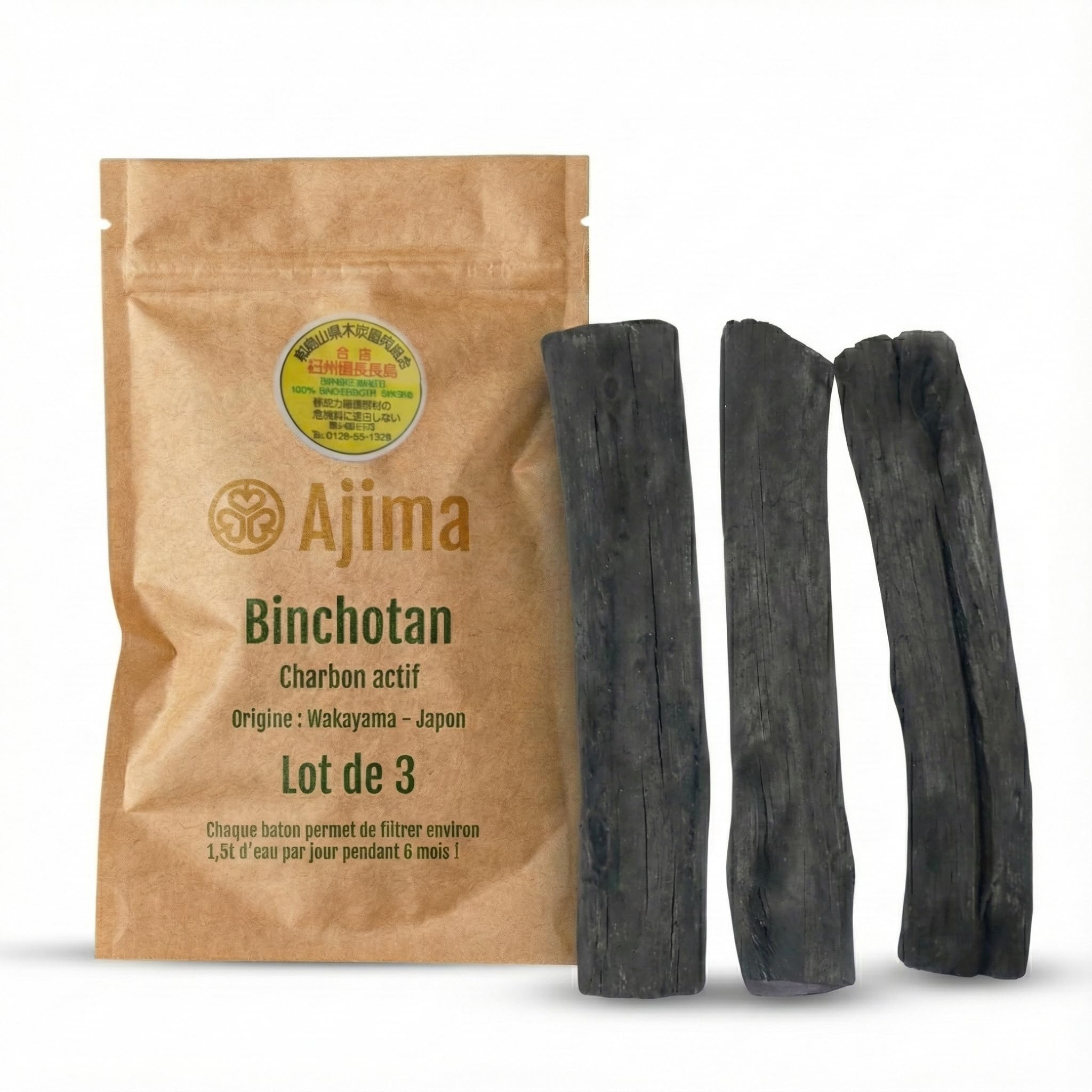 ORINKO Binchotan Charbon Actif Eau x3 Filtration Naturelle