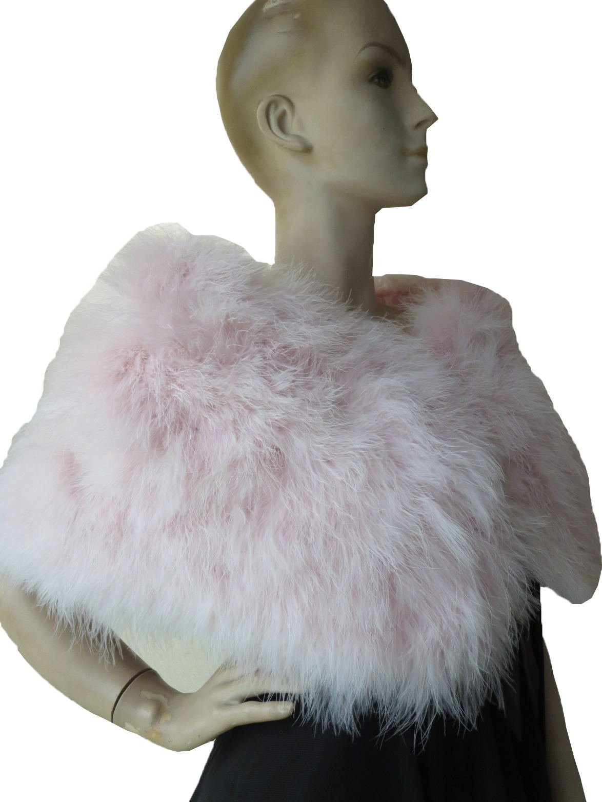 DTLDWN Women's Real Feather Hook Fixing Bridal Cape Shawl Wedding Party (Pink)