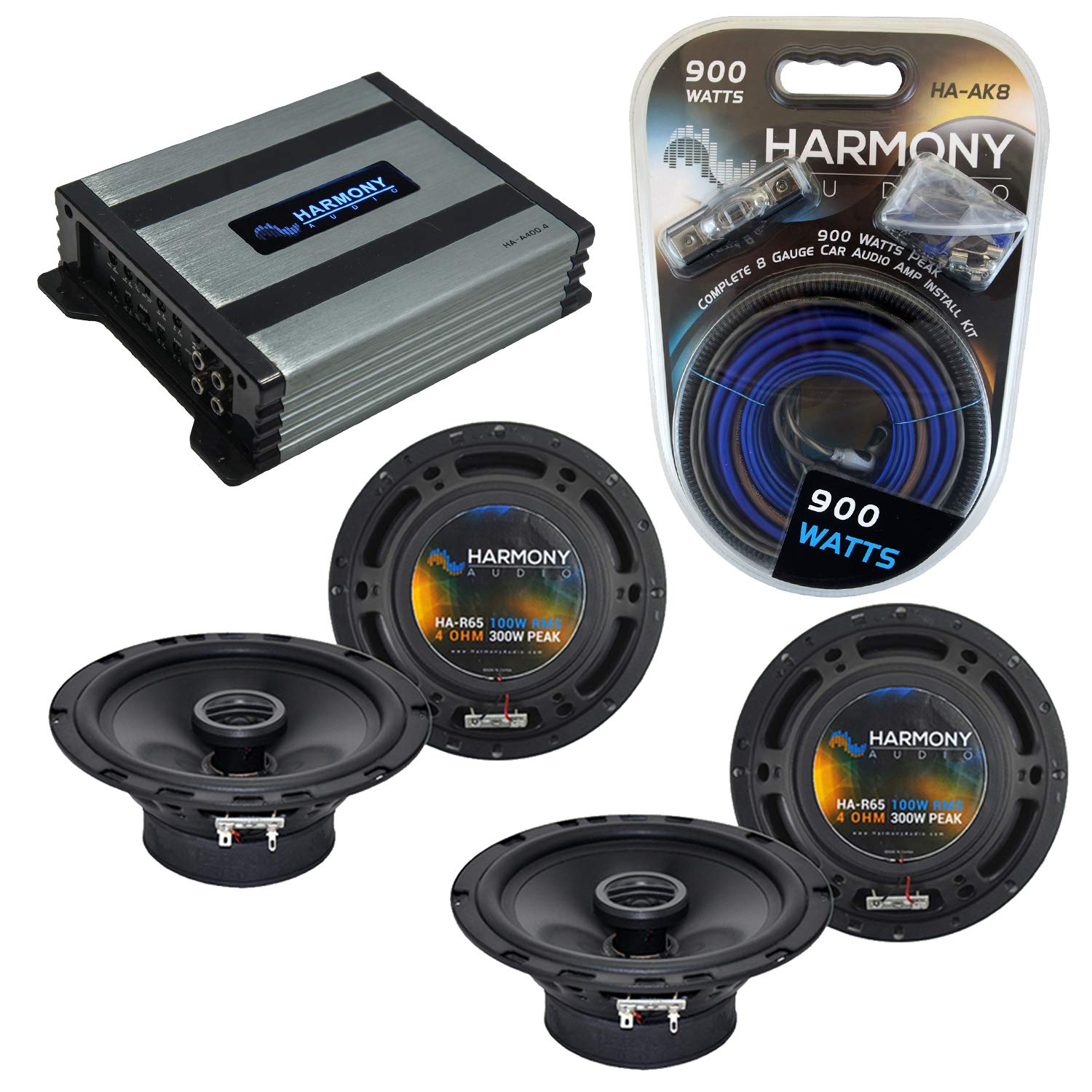 Harmony Audio Compatible with Isuzu Axiom 2001-2004 Factory Speaker Replacement Bundle (2) R65 & HA-A400.4 Amp