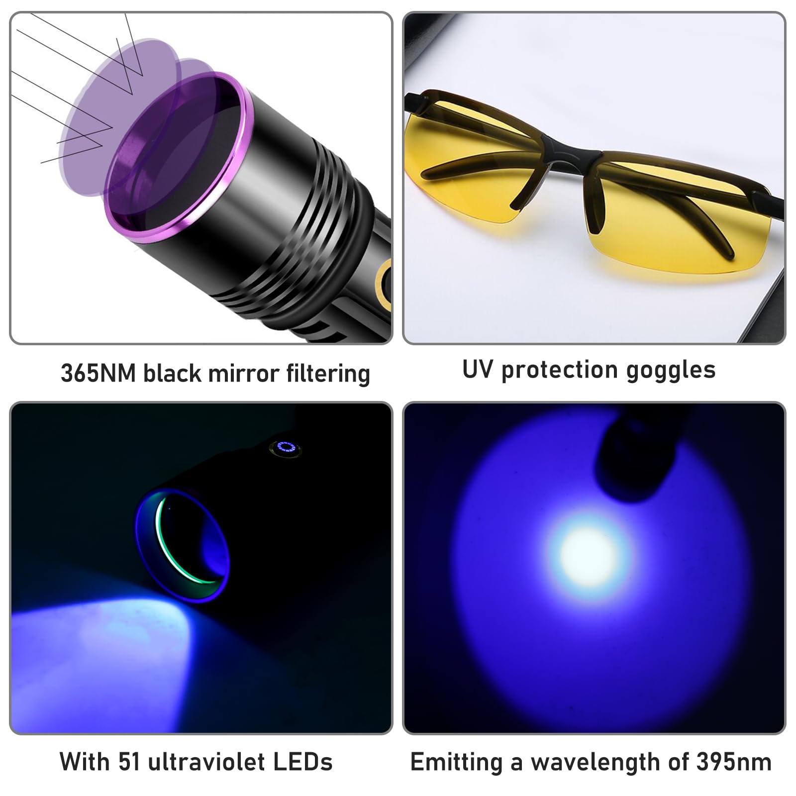 Torcia UV 20W 365nm Ricaricabile 5000mAh | Luce Nera Impermeabile Per Rilevamento Urina, Scorpioni, Minerali
