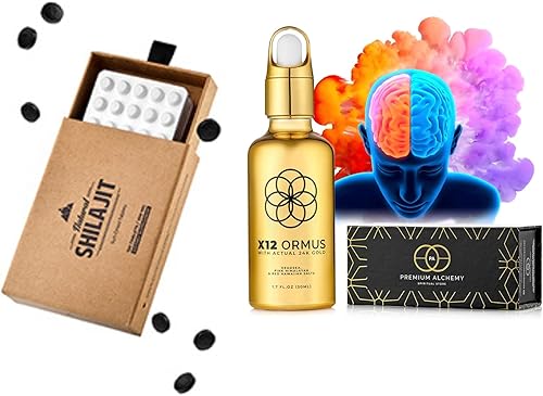 Ormus Concentrado monoatómico de oro (alta potencia x12) 1.7 onzas líquidas (1.7 fl oz) y tabletas naturales SHILAJIT 120 unidades, secado al sol,