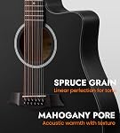 Tostar 12 String Acoustic Electric Guitar for All Players, Black | 42" Full Size, Rich 12-String Tone, Spruce Top & Mahogany Body, Built-In EQ/Tuner, Matte Finish for Stage & Home Playing