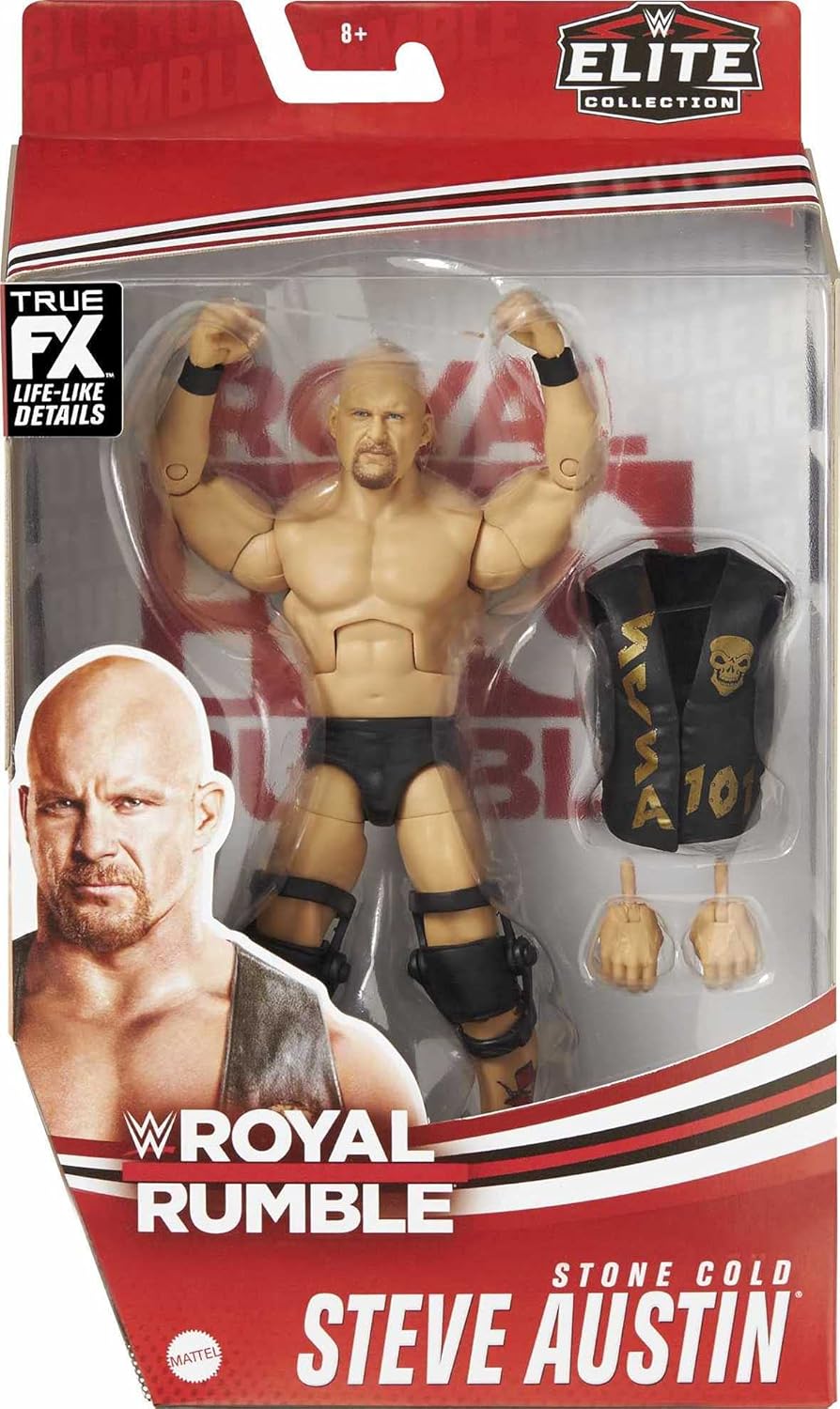 WWE Stone Cold Steve Austin Royal Rumble Elite Collection Action Figure with Authentic Gear & Accessories, 6-in Posable Collectible Gift for WWE Fans Ages 8 Years Old & Up