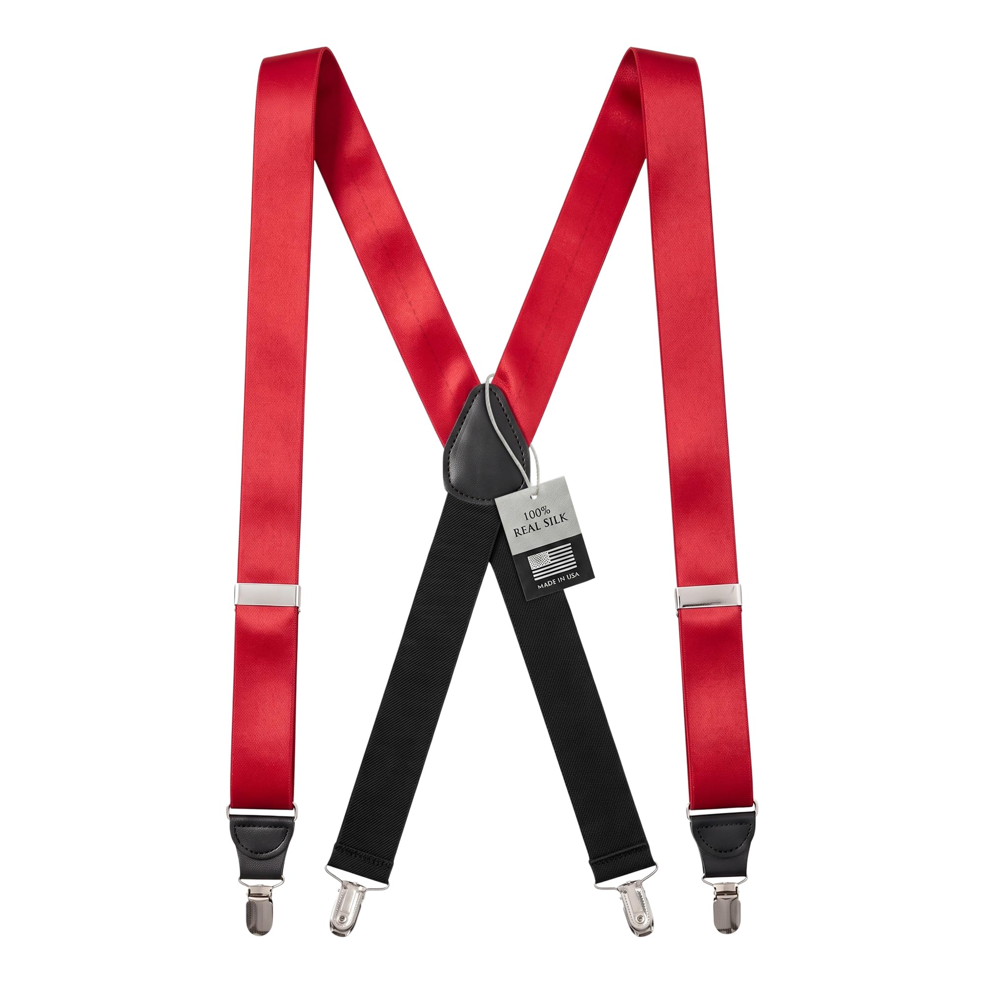 Hold'Em 100% Silk Suspenders for Men Clip End Dress Tuxedo Suspender Made in USA