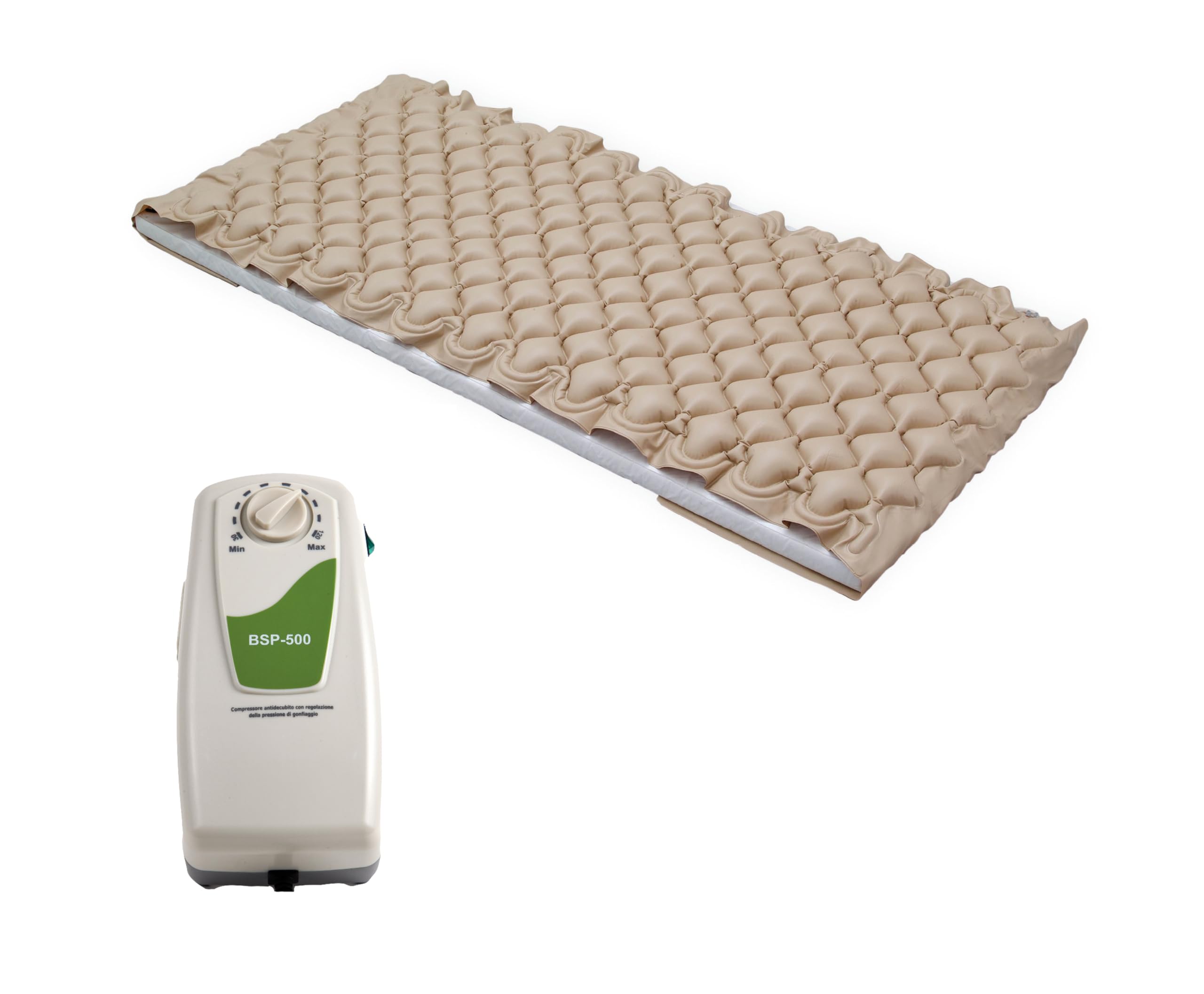 KIT ANTIDECUBITO BSP 500 - COMPRESSORE CON REGOLAZIONE + SOVRAMATERASSO A BOLLE - CONFORME CE