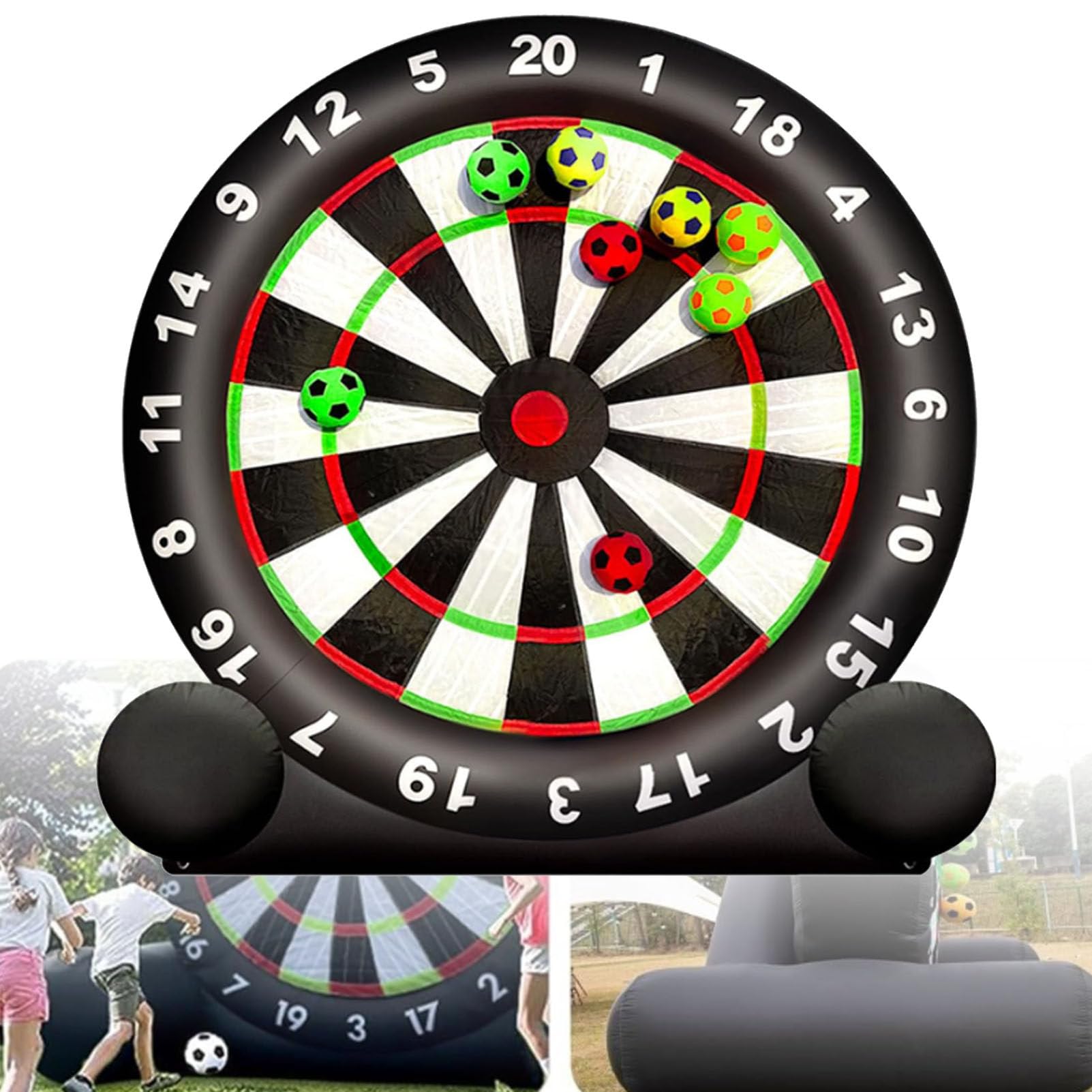 Oiyekntd Inflatable Soccer Darts Board for Garden Games, Giant Dartboard with 8 Soccer Balls & Blower, Outdoor Giant Inflatable Football Dartboard Game Portable Soccer Training Aid B-4M/13FT
