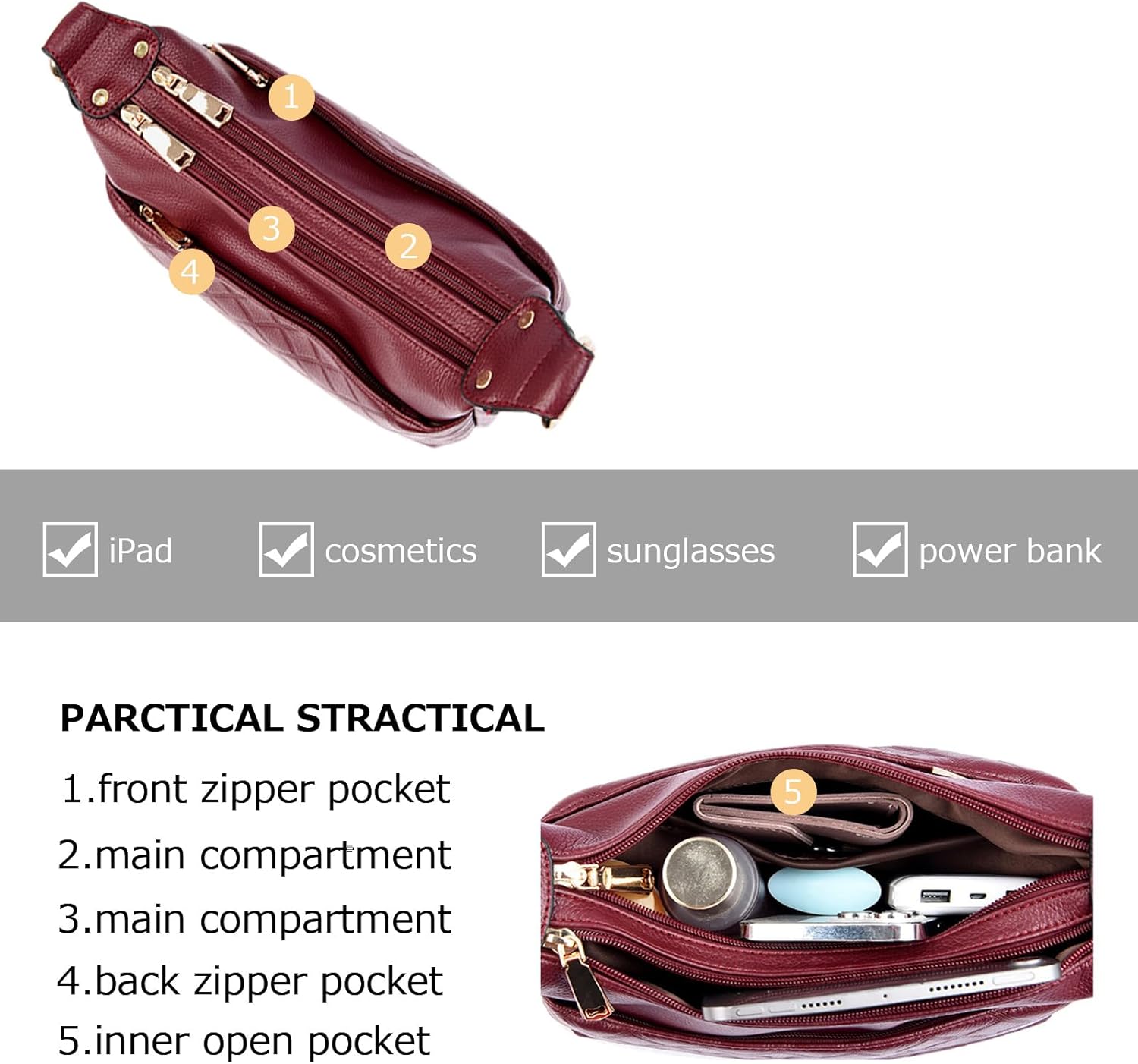 Hobo Bags for Women PU Leather Crossbody Purses Trendy Shoulder Handbag Tote Bag Satchel Bag - Image 5