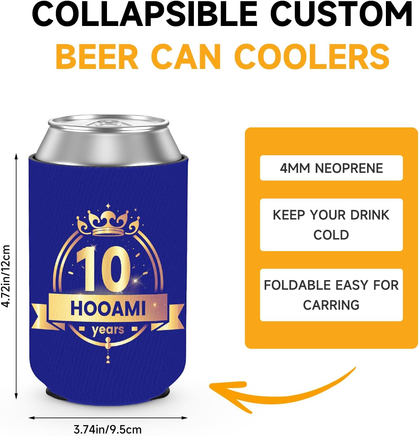 Custom Can Cooler Sleeve 100pcs Personalized Bulk Insulated Neoprene Drink Holder with Logo Image Text for Anniversary Birthday Party Beverages Wedding Favors & Gifts