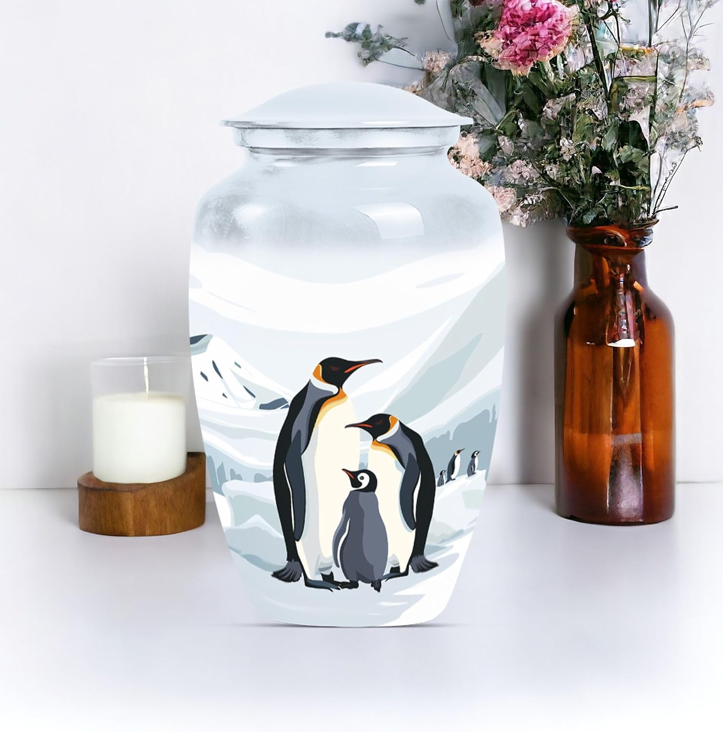 Arctic Family - Decorative Urns for Human Ashes - Cremation Urns Adult - 10 Inch - Large with Velvet Bag - Adult Large Urn - Ash Urns for Humans - Funeral Urn