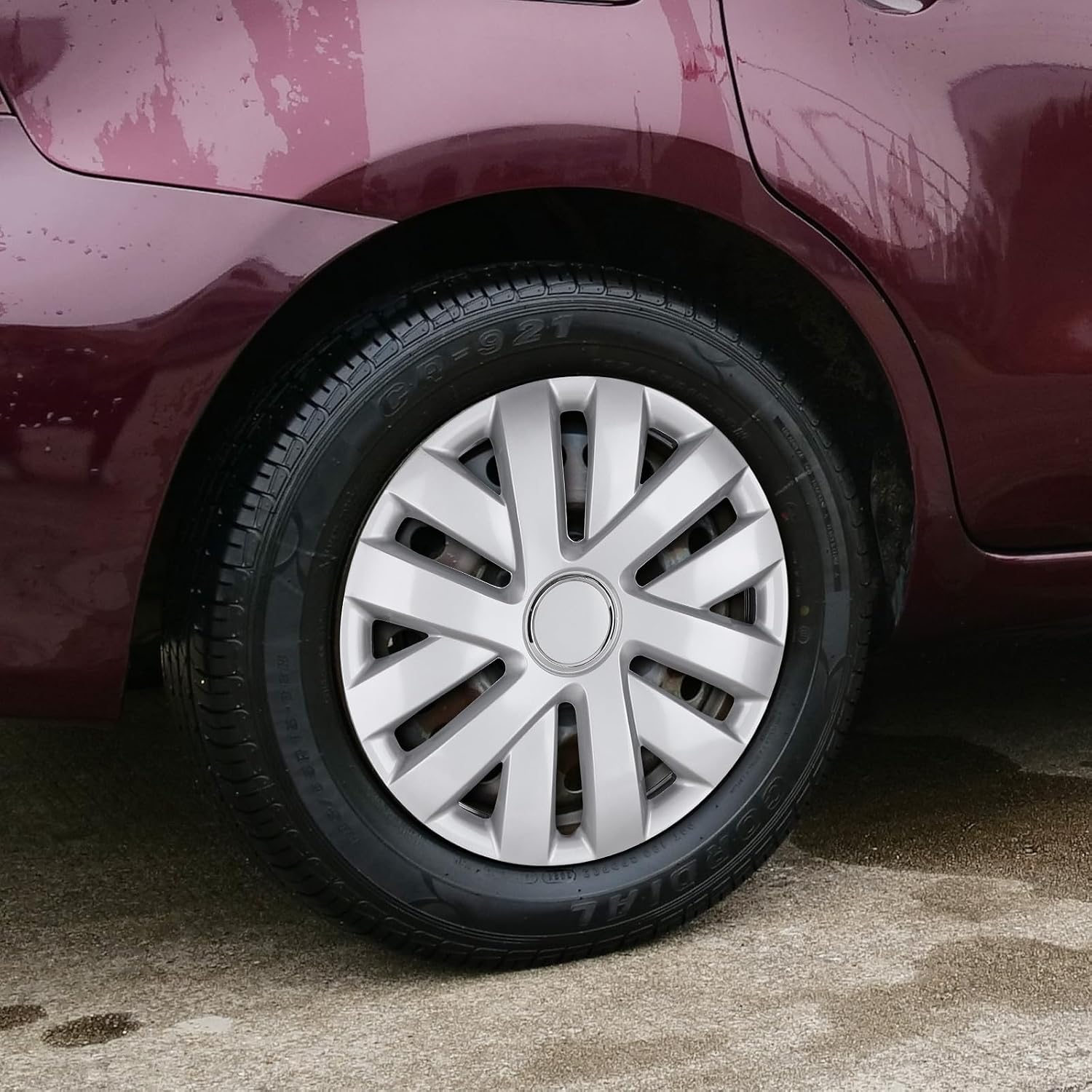 15" Hubcaps Set of 4, 15 inch Universal Wheel Rim Cover Replacement, R15 Snap On Car Wheel Cover Kit, Silver