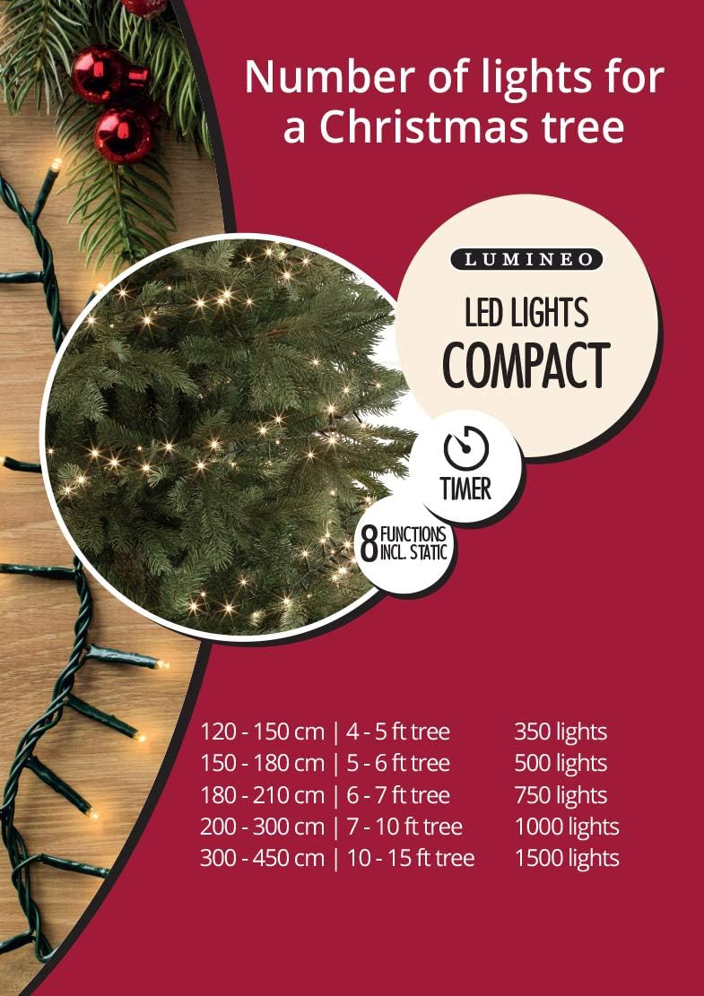 Best Deal Lumineo 1000 LED Cool White Christmas Compact Lights Set, Green Wire 74 Feet