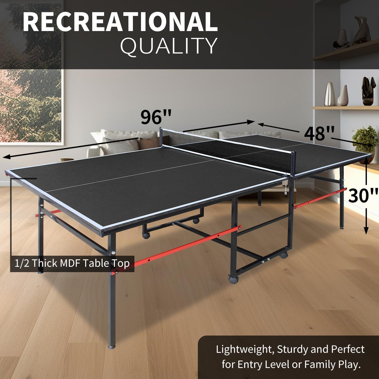 Ping Pong Table Foldable & Portable 6/8/9FT Table Tennis Table Set for Indoor & Outdoor Games with Net & Post, 2 Table Tennis Paddles and 3 Balls