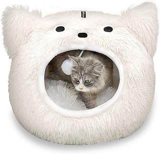 CATISM Katzenhöhle Bett Waschbar Schlafplatz für Katzen Plüsch Haustier Katzenkissen Haus Kissen Flauschig Kätzchen Welpen Kuscheliges Haustierbett