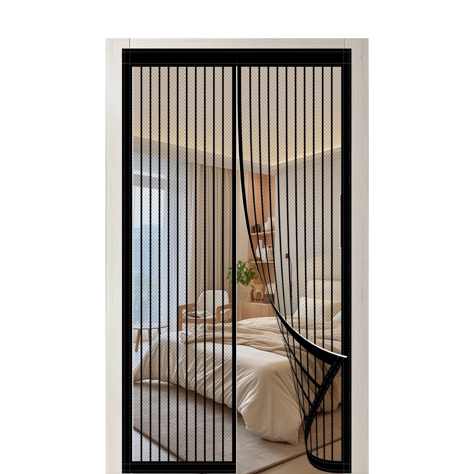 Yxrs Black Magnetic Door Curtain 81 X 178 Cm No Drilling Fly Screen For Doors Keep Bugs Out For Windows Doors Patio,