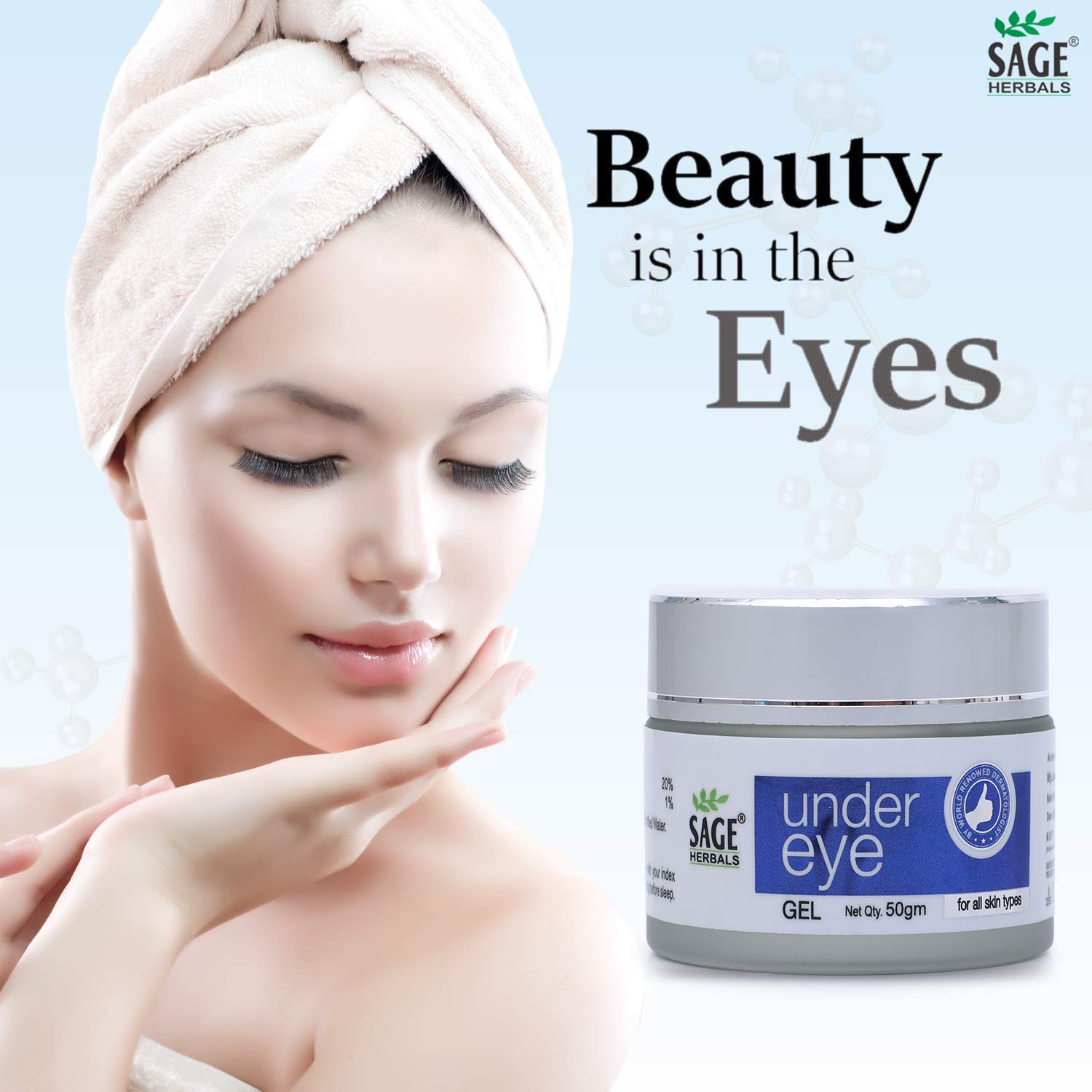 Sage Herbals Under Eye Gel with the Goodness of Cucumber and Mint, For Dark Circles, Puffiness & Wrinkles, Rejuvenates and Brightness Under Eye Skin 50gm 3