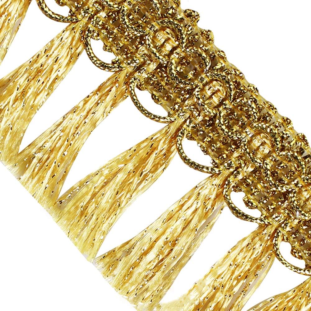 Braided Fringe Tassel Lace Ribbon Trim Gold Metallic Tape Band Trimming for Clothes Curtain Decorated 10yards