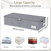 Vista 5 de Yawinhe Bolsas para debajo de la cama, bolsas de almacenamiento con tapa, contenedores plegables para mantas, con cremallera resistente y soportes