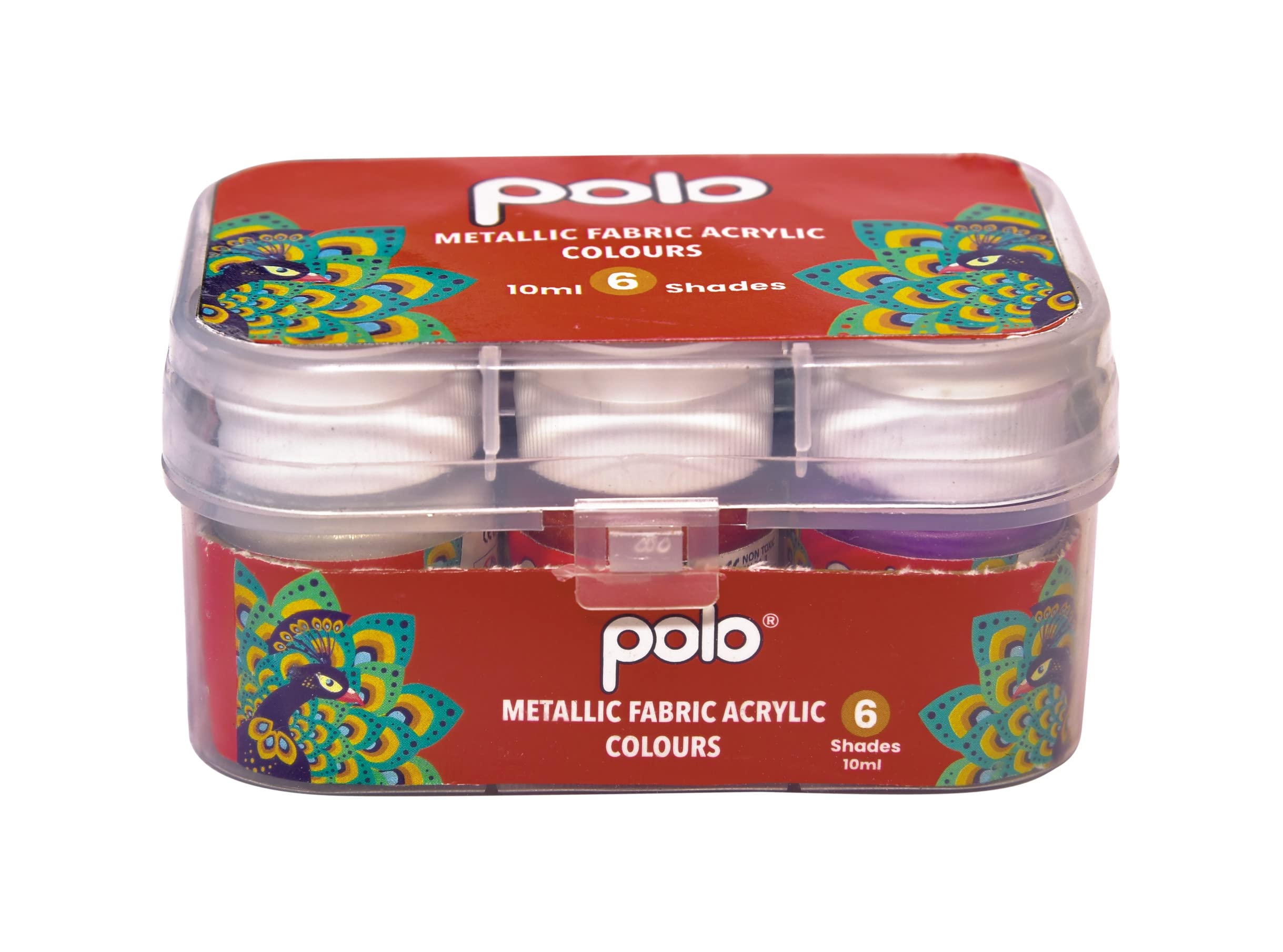polo Metallic Fabric Acrylic Paint Set – 6 Vibrant Colors (10ml) – Non-Toxic, Quick-Drying Fabric & Textile Paint for Clothing, Canvas & Crafts – Washable, Long-Lasting – Includes Plastic Storage Box (B0C2Z54RRB) Amazon Price History, Amazon Price Tracker