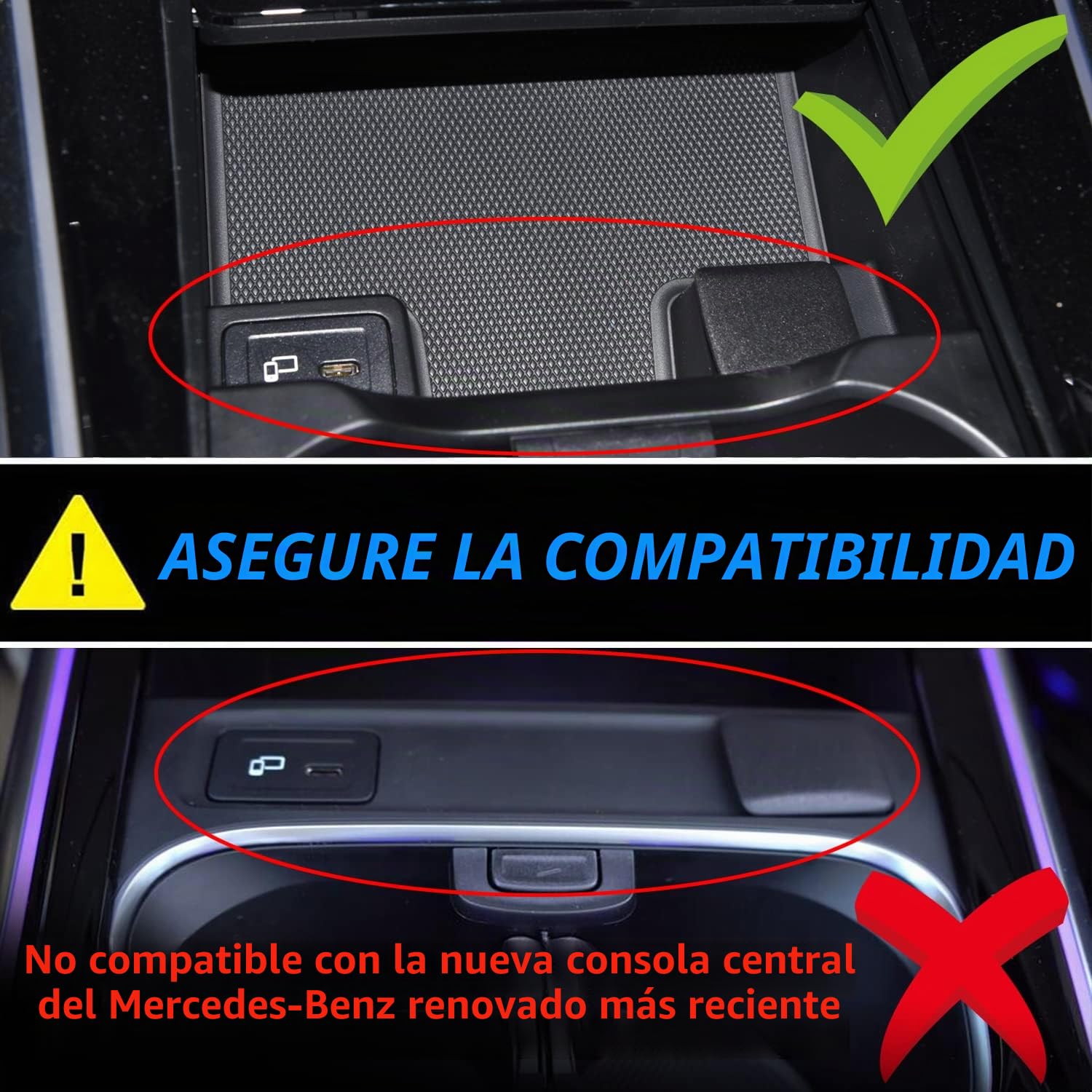 Cargador Inalámbrico Coche para Mercedes-Benz A-Class GLA B-Class GLB CLA AMG 2020-2022, 15W Qi Carga Rápida Auto Teléfono Cargador para Mercedes-Benz W177 H247 C118 W247 X247 Accesorio