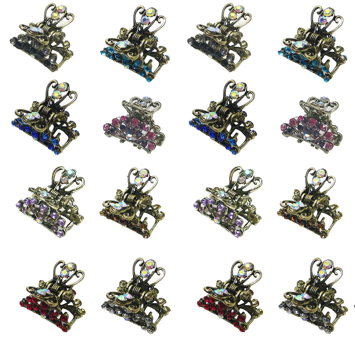 2 Set of 8, 16 Count, JCGY Mini Hair Claws Tiny 1.13" Metal Claw Clips LPW864175-1-8-2