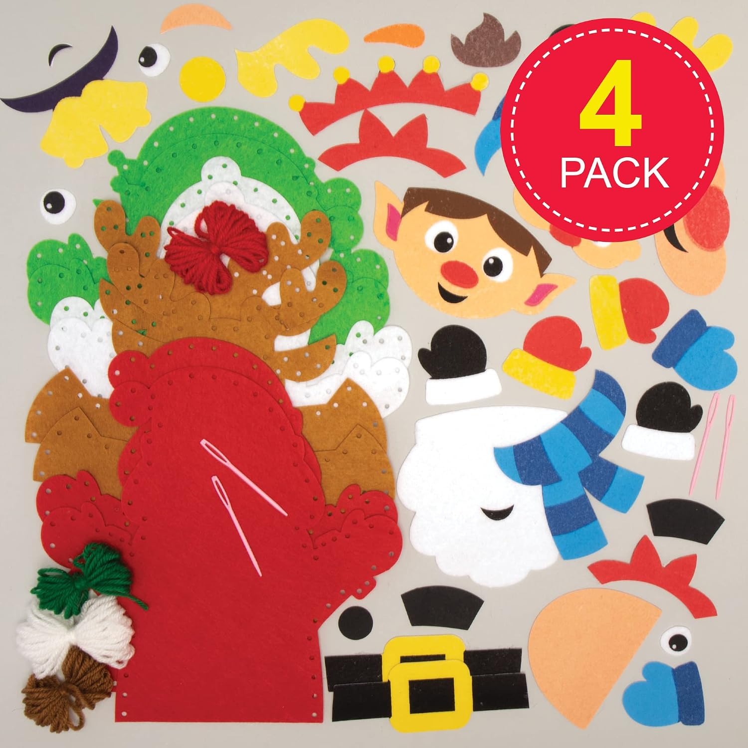 Baker Ross FC157 Christmas Hand Puppet Kits, Pack of 4 - Image 3