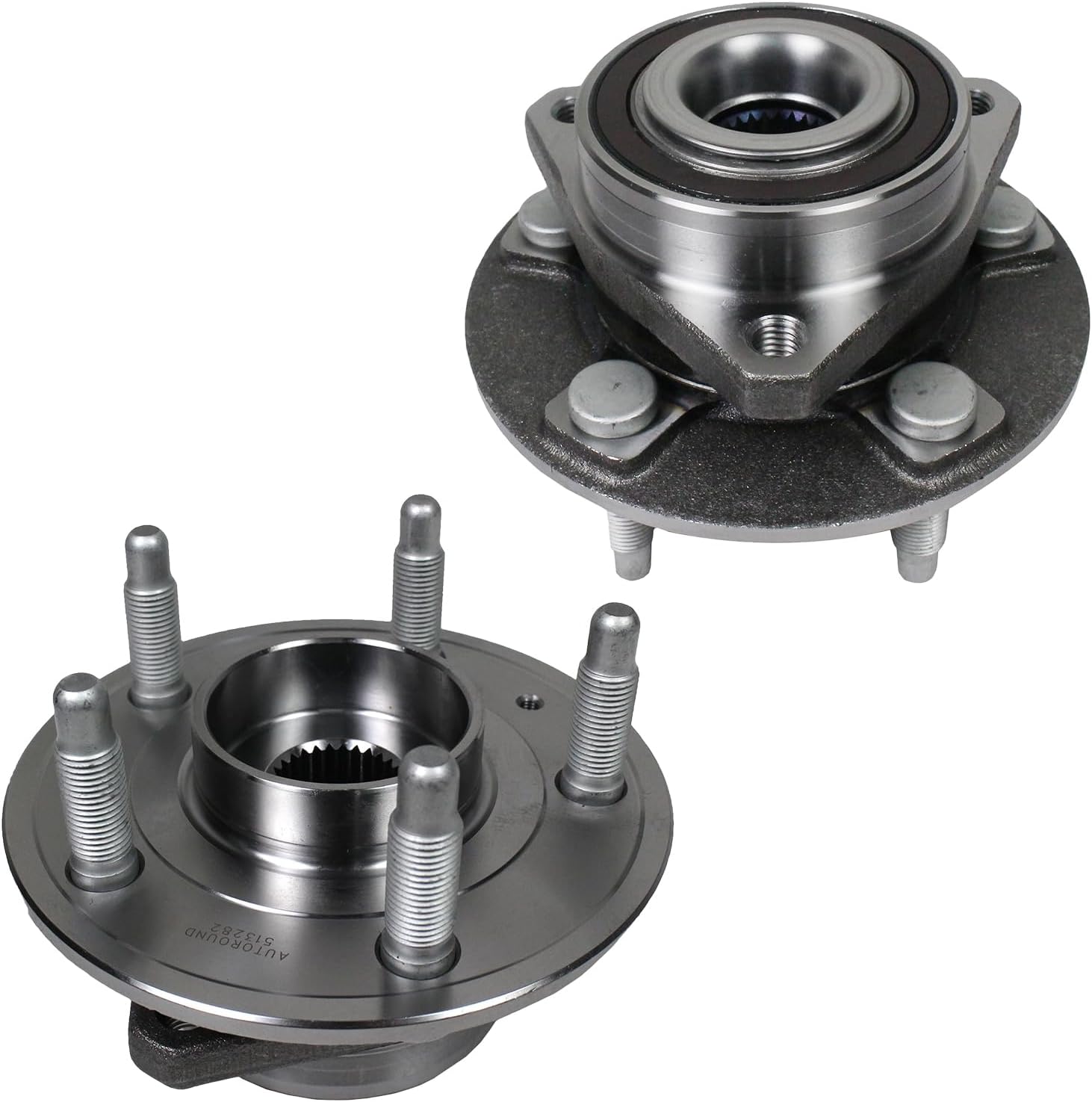 Autoround 513282 Front/Rear Wheel Bearing and Hub Assembly Fit for Cadillac CTS 2008-2019, XTS 18-19, Chevrolet Camaro 2010-2015, Impala 18-19, Driver Passenger Side, 5 Lugs w/ABS Encoder, 2-Pack