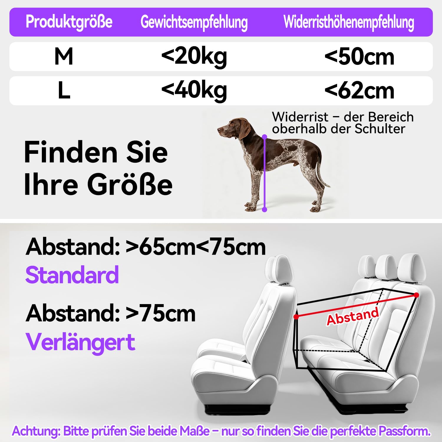 GGW Hundesitz Auto Rückbank für mittlere und große Hunde, Sicherheitsleine