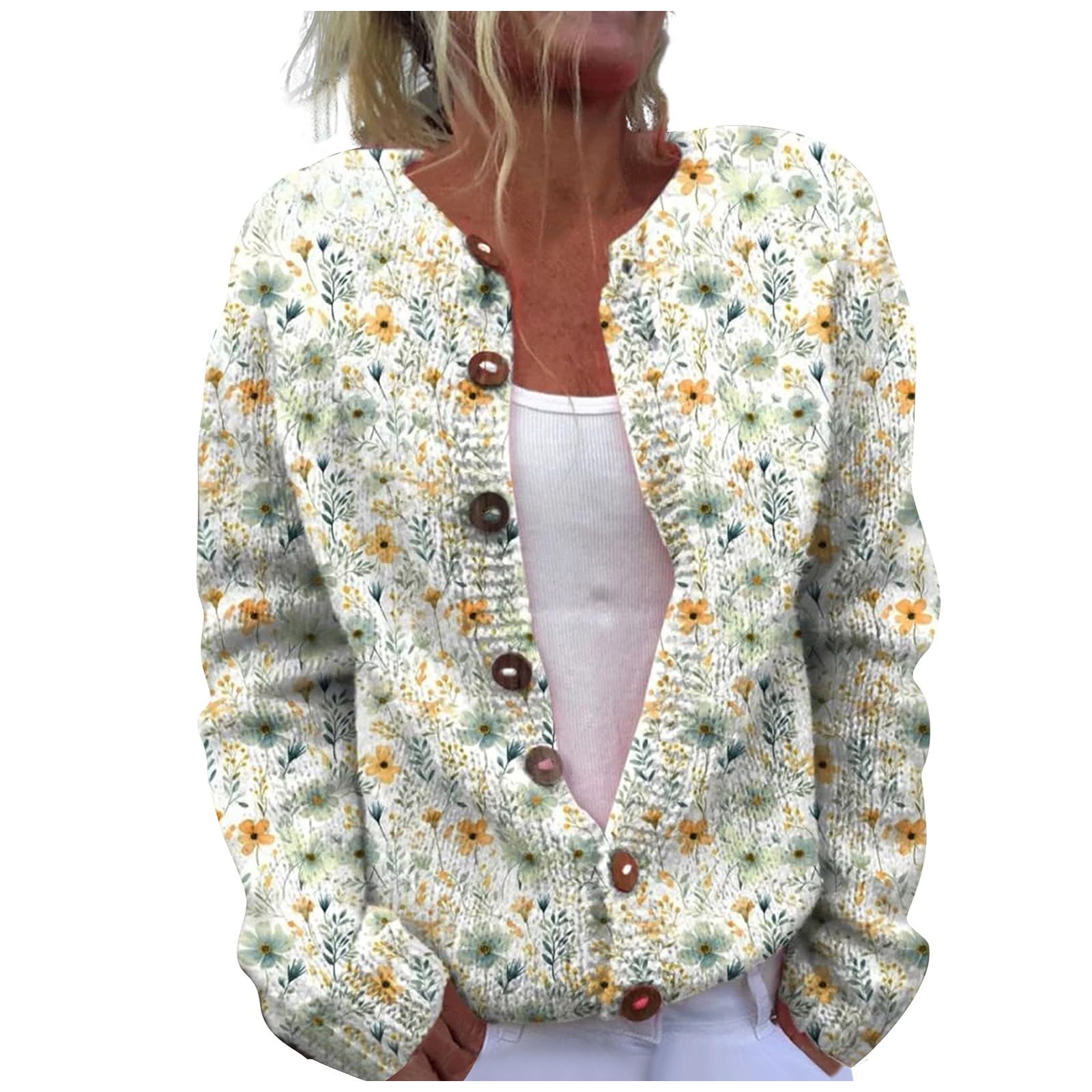 Women's Single Plush Art Floral Print Comfortable Knitted Cardigan Hoodie Kleid Rot Damen Langarm Winterjacke Mit Heizung Damen wasserdichte Jacke Damen Outdoor Übergangsjacke Kinder