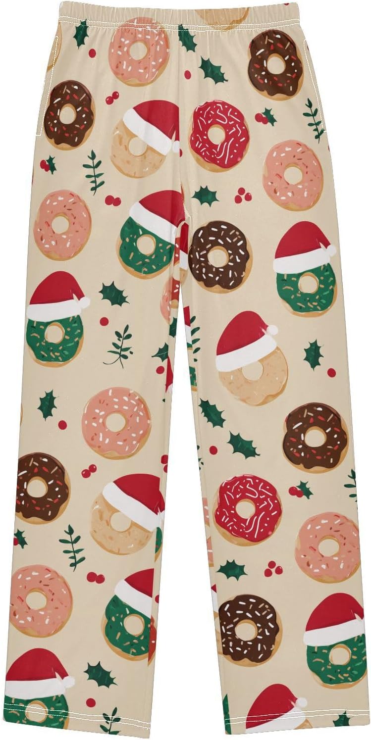 visesunny Boys' Pants Cute Christmas Doughnuts Jogger Pants Elastic Waist Long Bottoms Trousers with Pockets S-XL