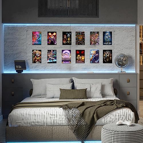 Miniatura 7 de Pounchi Juego de póster de juego de terror para collage de pared (50 piezas de 4 x 6 pulgadas con puntos de pegamento), pósteres estéticos HD,