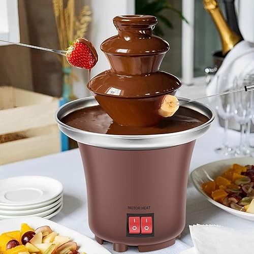 Miniatura 6 de Máquina eléctrica de fuente de chocolate, fuente de queso de 3 capas, capacidad para máquina de 10 onzas, fuente de fondue de chocolate, máquina de