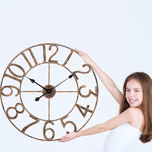 Miniatura 7 de Relojes de pared grandes de 18 pulgadas para decoración de sala de estar, reloj de pared analógico silencioso que funciona con pilas, reloj de pared