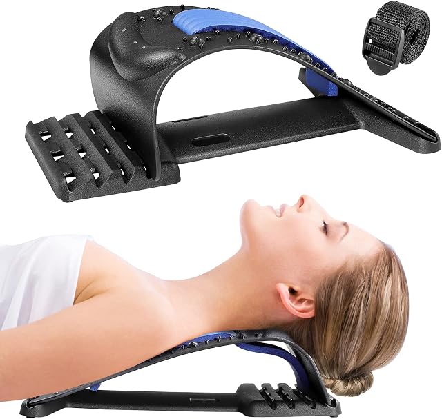 4- Level Neck Stretcher for Neck Pain Shoulder Pain Relief Adjustable Shoulder and Back Relaxer for Muscle Relax and Spine Alignment, Cervical Traction Device