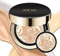 AGE20'S Signature Essence Pact SPF 50+ | Pacote com 2 | 21 bege claro | base creme, acabamento orvalhado, cobertura natural | Base de almofada coreana