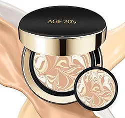 AGE20'S Signature Essence Pact SPF 50+ | Pacote com 2 | 21 bege claro | base creme, acabamento orvalhado, cobertura natural | Base de almofada coreana