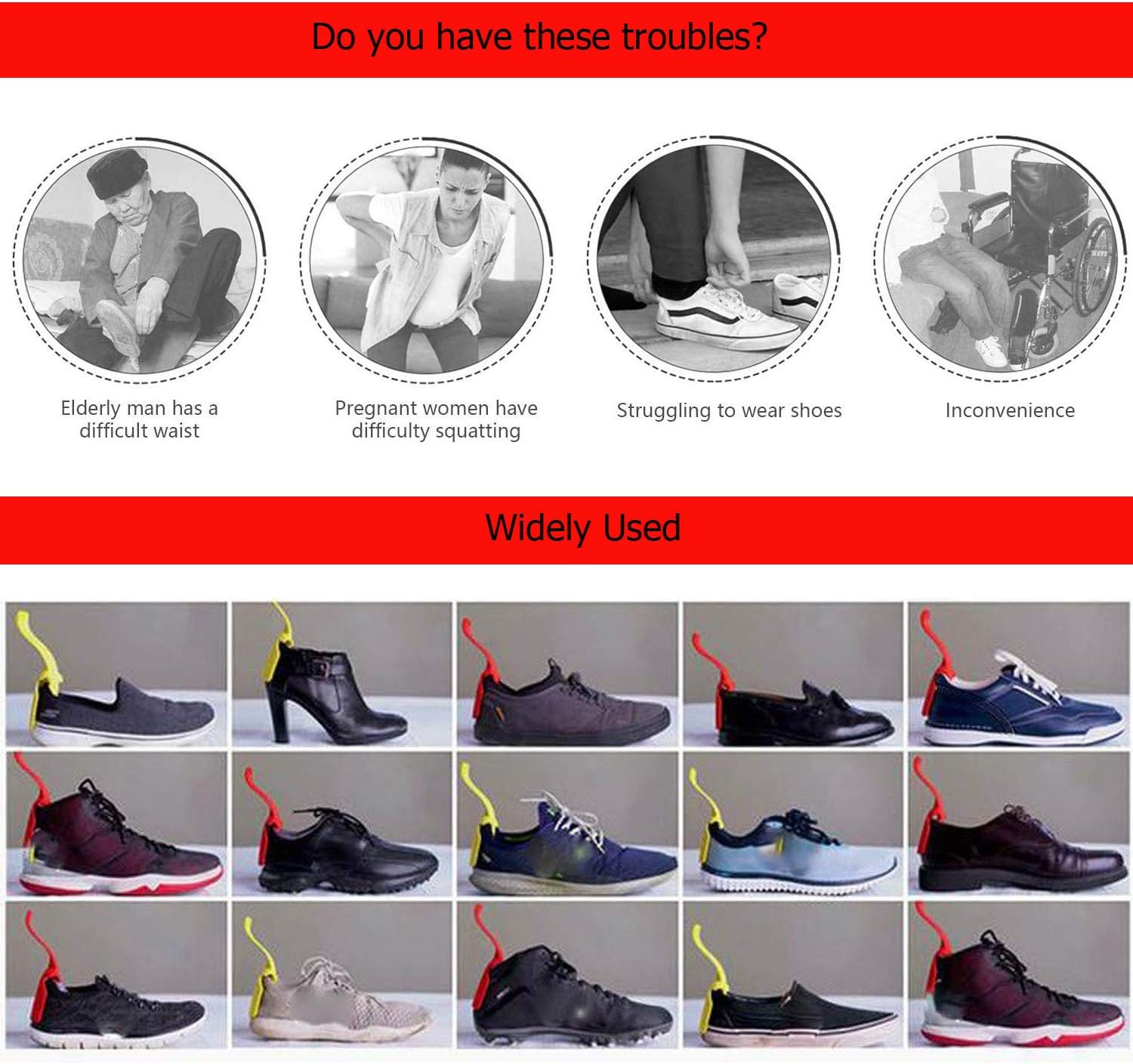 4Pcs Lazy Shoes Helper for Easy to Wear Shoes, Portable Shoe Lifting Helper for Men Women and Kids, Sock Slider Handled Shoe Horn for Elderly Seniors Disabled - Perfect for Everyday Use (Blue) : Health & Household