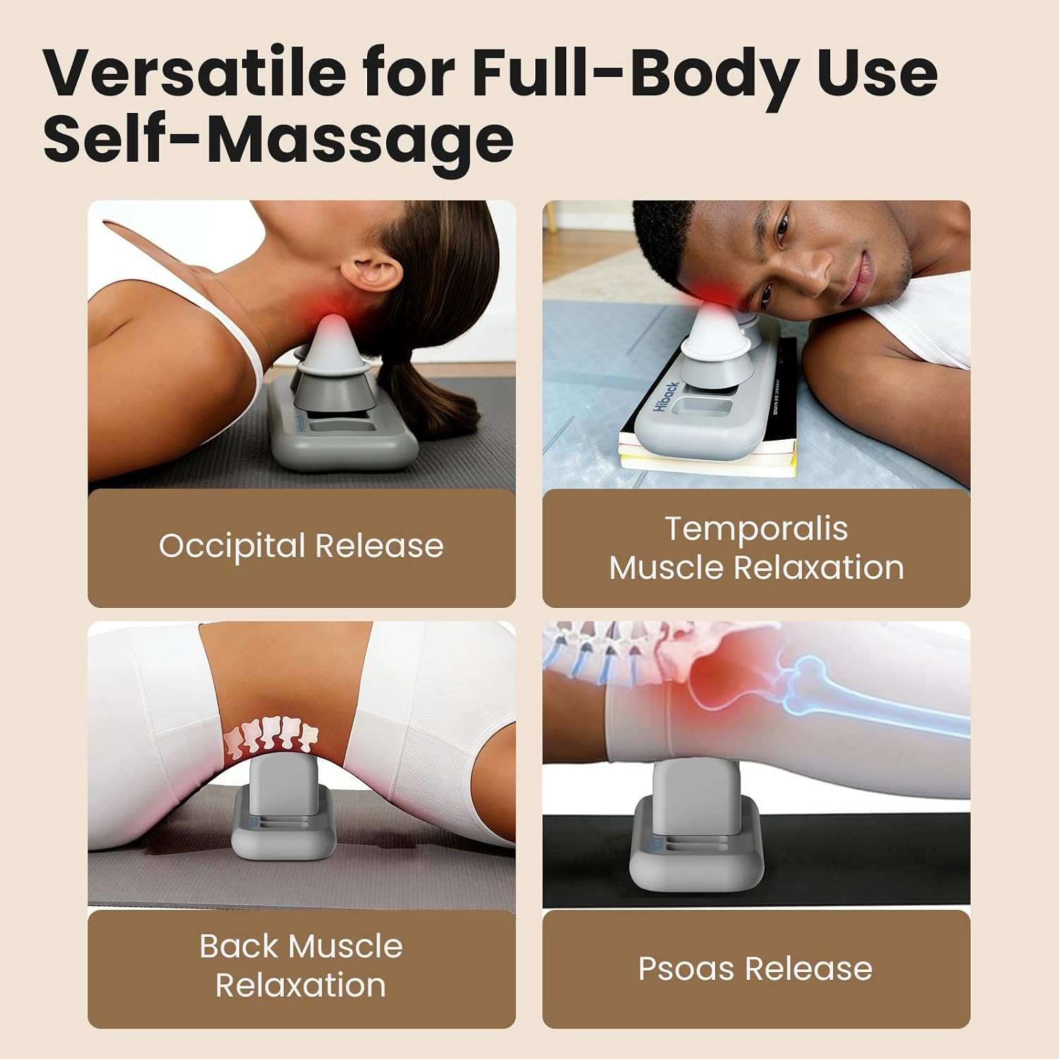Self Myofascial Release Tool, Occipital Release Tool, Pressure Point Massage Tool, Full-Body Trigger Point Relief for Back Neck Hip Leg Foot
