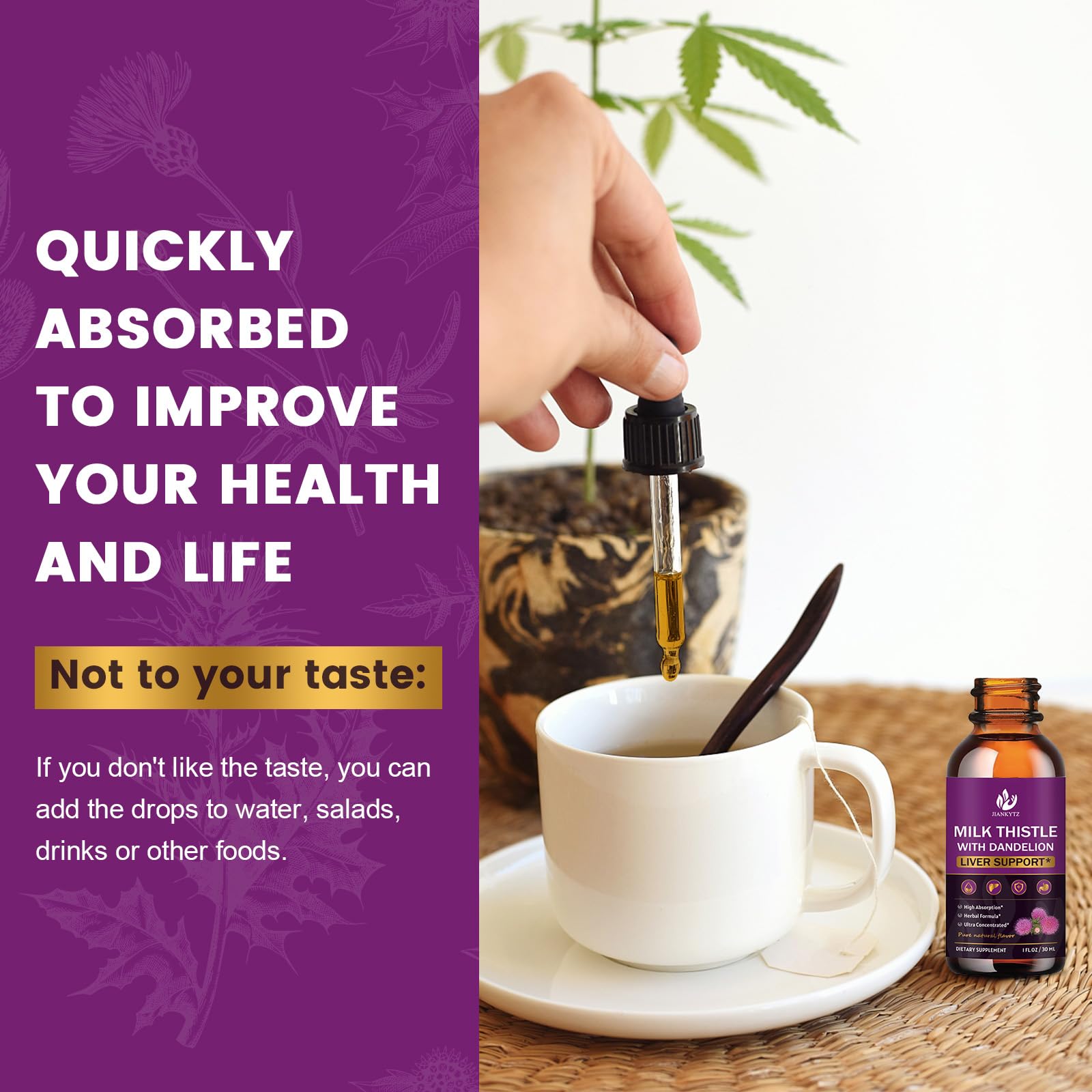 (2 Pack) Milk Thistle Liquid Drops for Liver Det0x & C1eanse Support, Vegan — Amazon image 5