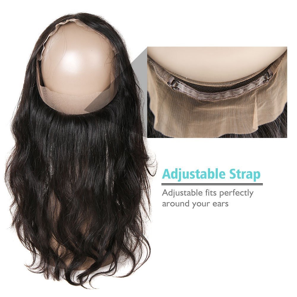 Brazilian 360 Closure Body Wave 135% Density Natural Color (14'')