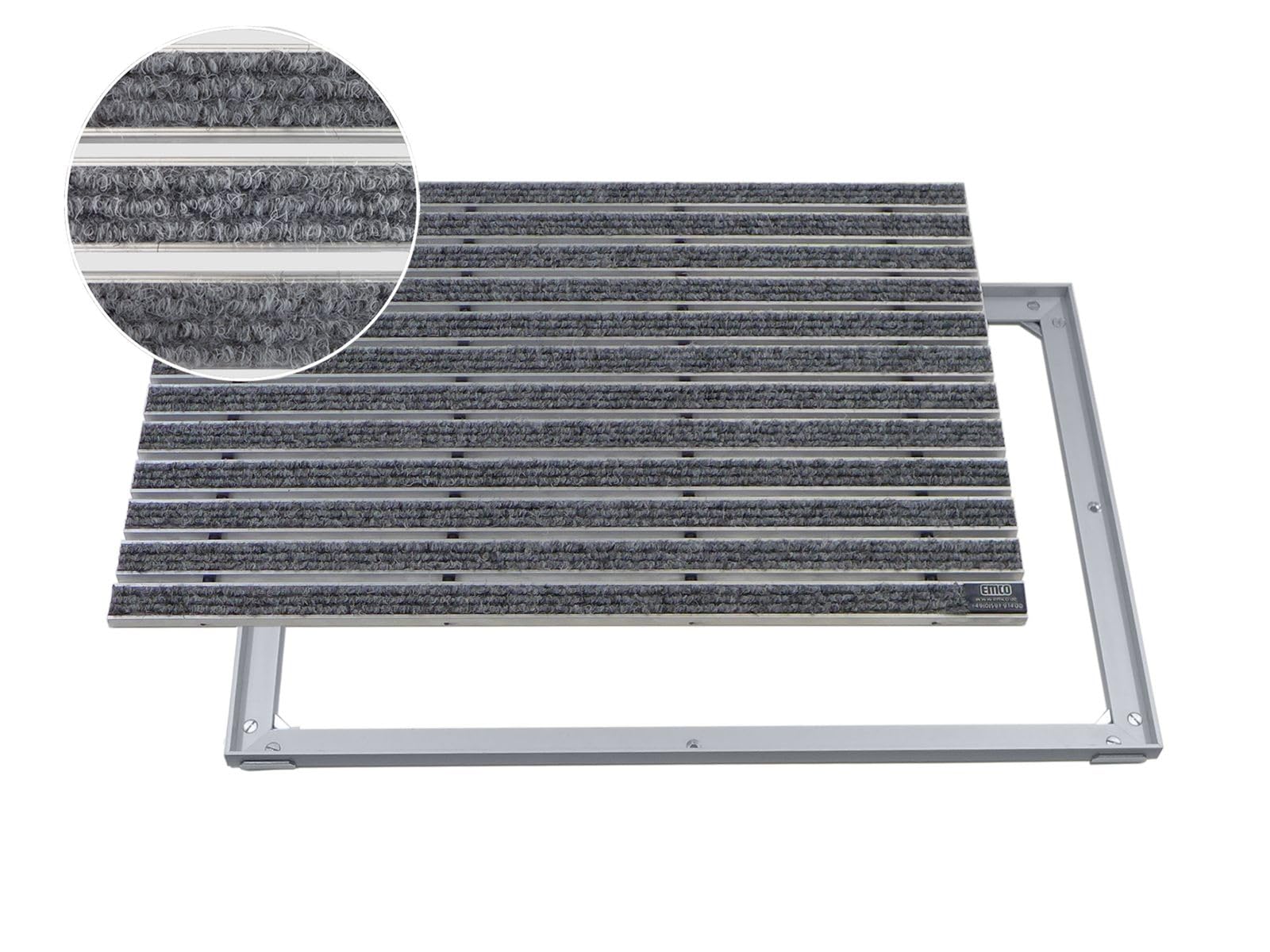 EMCO Eingangsmatte DIPLOMAT Rips hellgrau 12mm + ALU Rahmen Fußmatte Schmutzfangmatte Fußabtreter Antirutschmatte, Größe:90x60cm