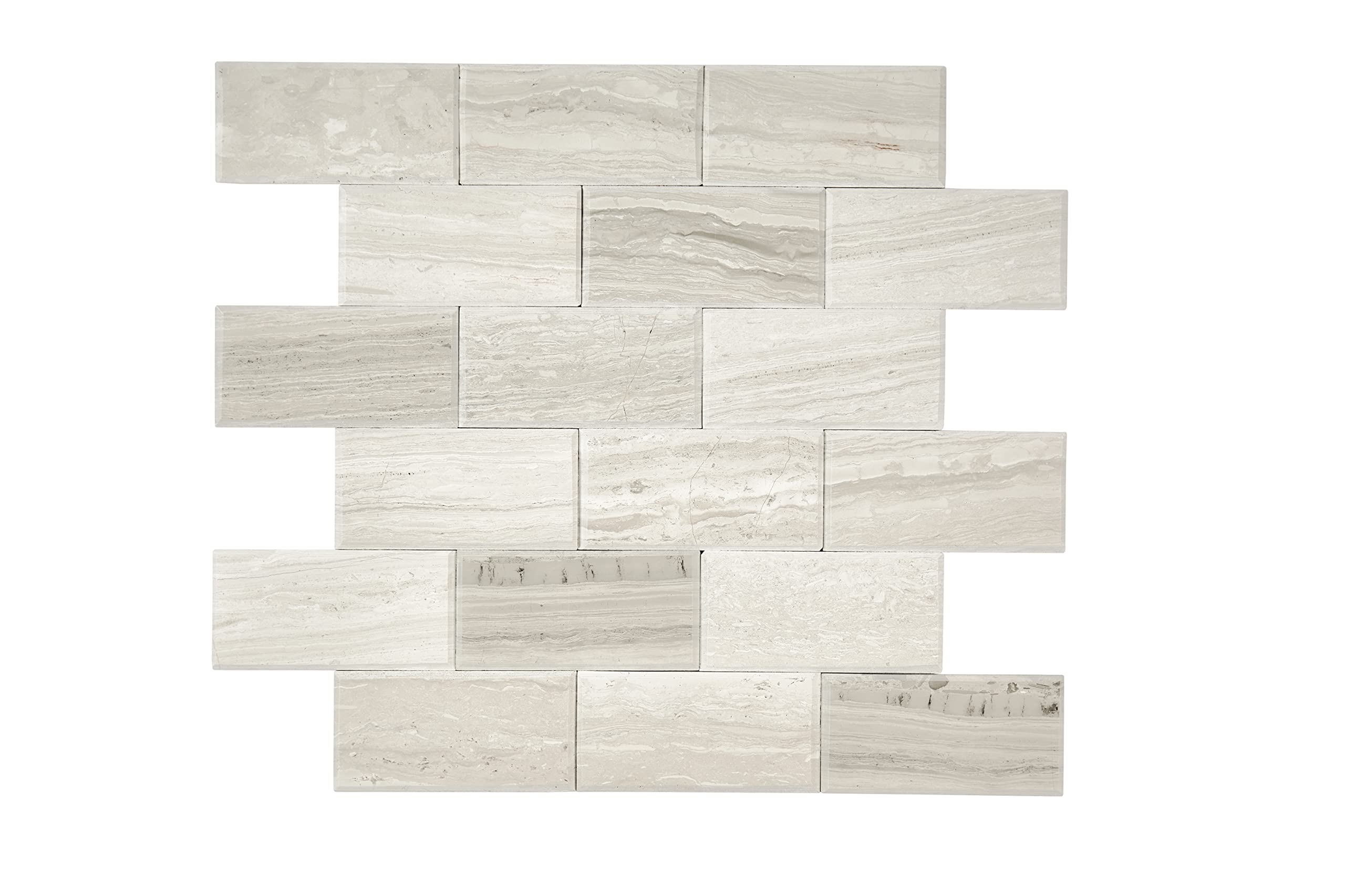 Daltile SimplyStick Mosaix 2" x 4" Limestone Peel and Stick Bevel Mosaic in Chenille White for Walls and Backsplashes | (12 PC Per Carton) (11.64 SQFT Per Carton)