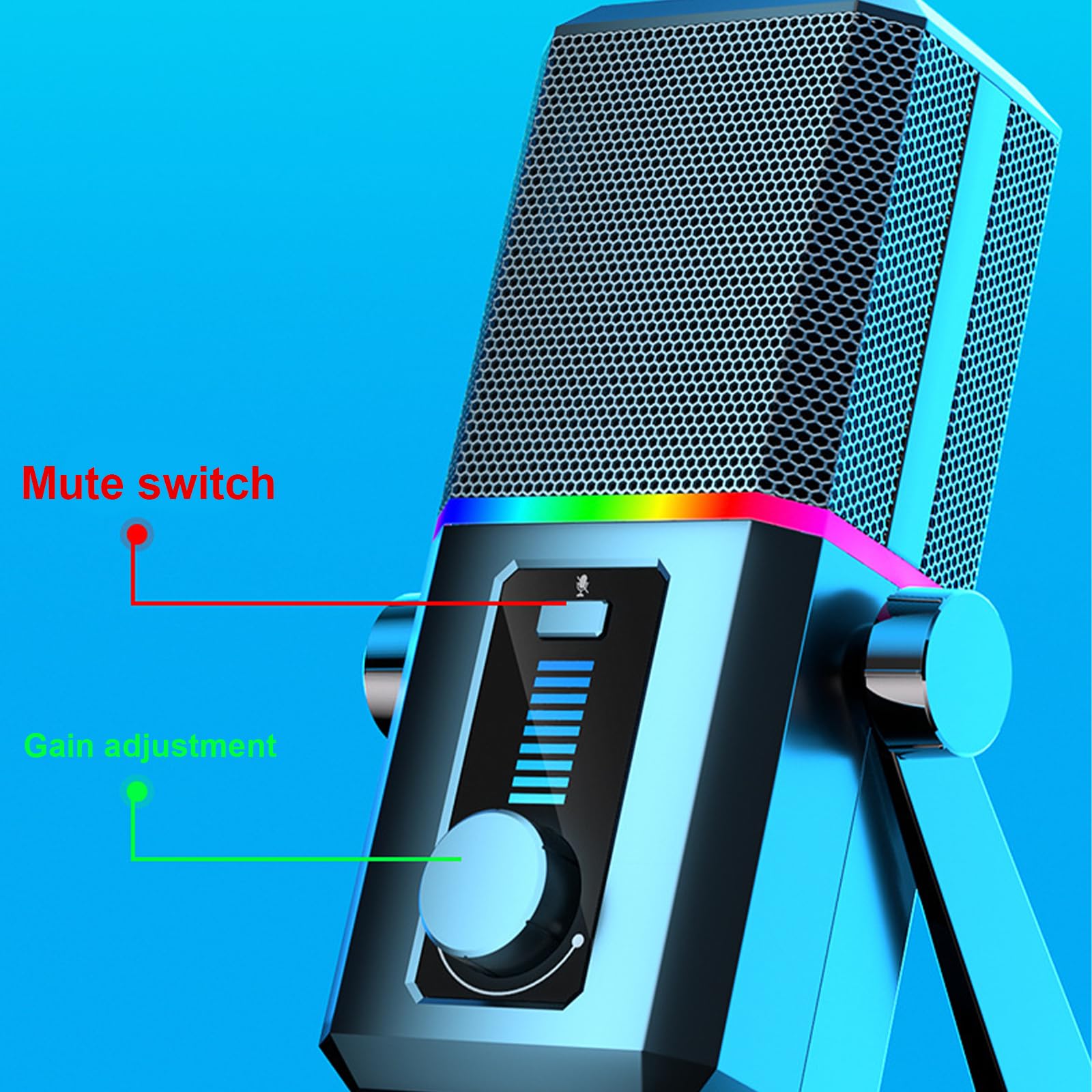 Microfono USB da studio regolabile 20Hz-20KHz con cancellazione del rumore per podcast professionali Gioco Streaming Desktop Mic
