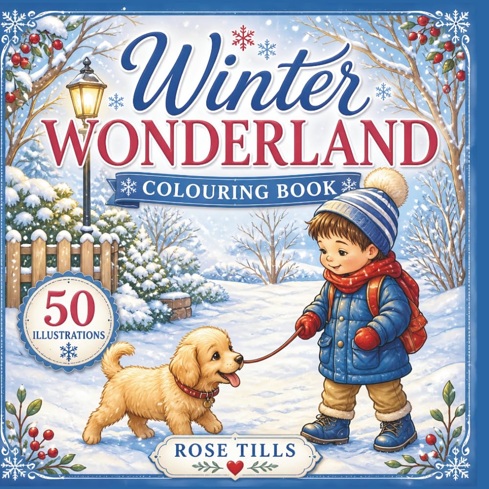 Winter Wonderland Colouring Book: Snowy scenes, cute animals, playful children - relaxing and fun colouring for adults