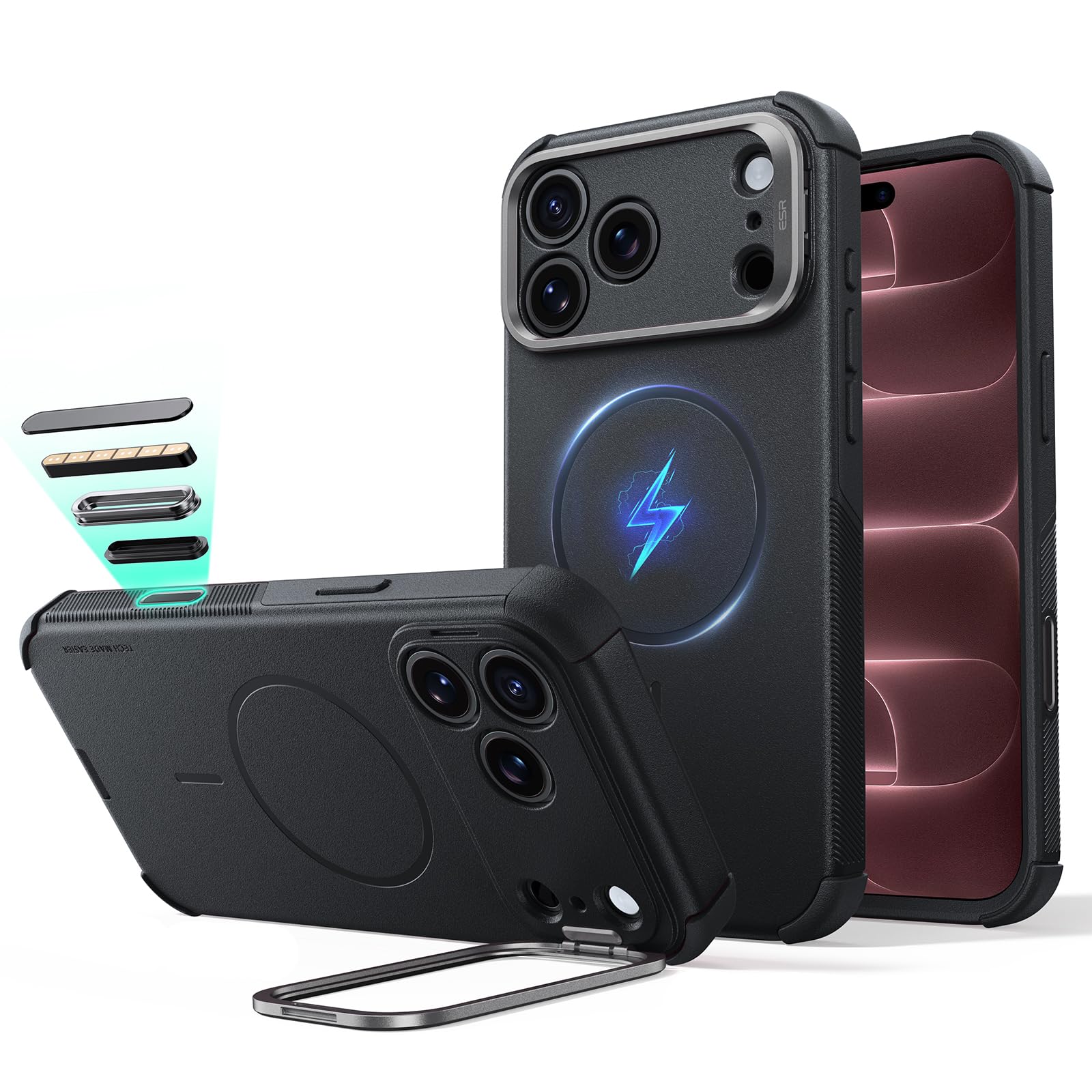 ESR Cyber Tough Case for iPhone 18/17 Pro Max with Flex Stand - Image 1