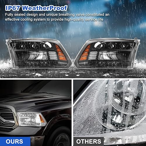 Miniatura 4 de ROXX Conjunto de faros delanteros LED completos para Dodge Ram 150025003500 2009-2018 y Dodge Ram 1500 Classic Project 2009-2018 (tipo LEDHID),