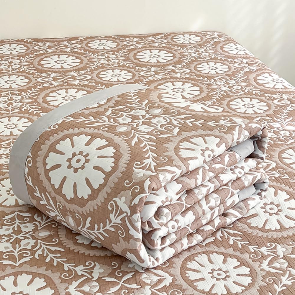 DOTBUY-SHOP Quilted Bedspreads, Moroccan Style Quilt Bed Throws Filling Duvet Super King Single Double Size Children's Bed Quilted Throw for All Season (Morocco 1 Brown,120x150cm)